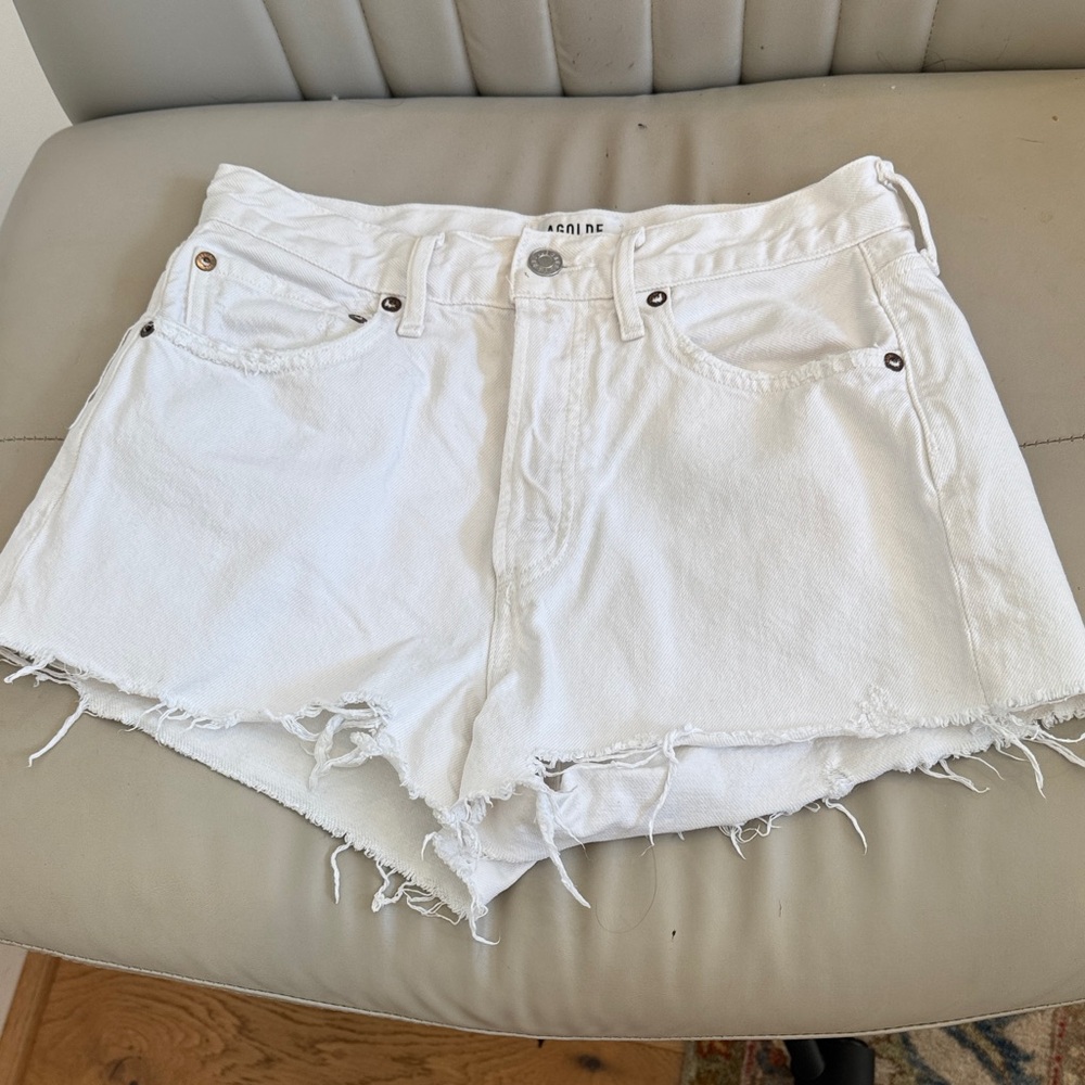 AGOLDE Parker White Vintage Cut Off Shorts